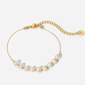 Freshwater Pearl Adjustable 18k Gold Plated Stainless Steel Bracelet